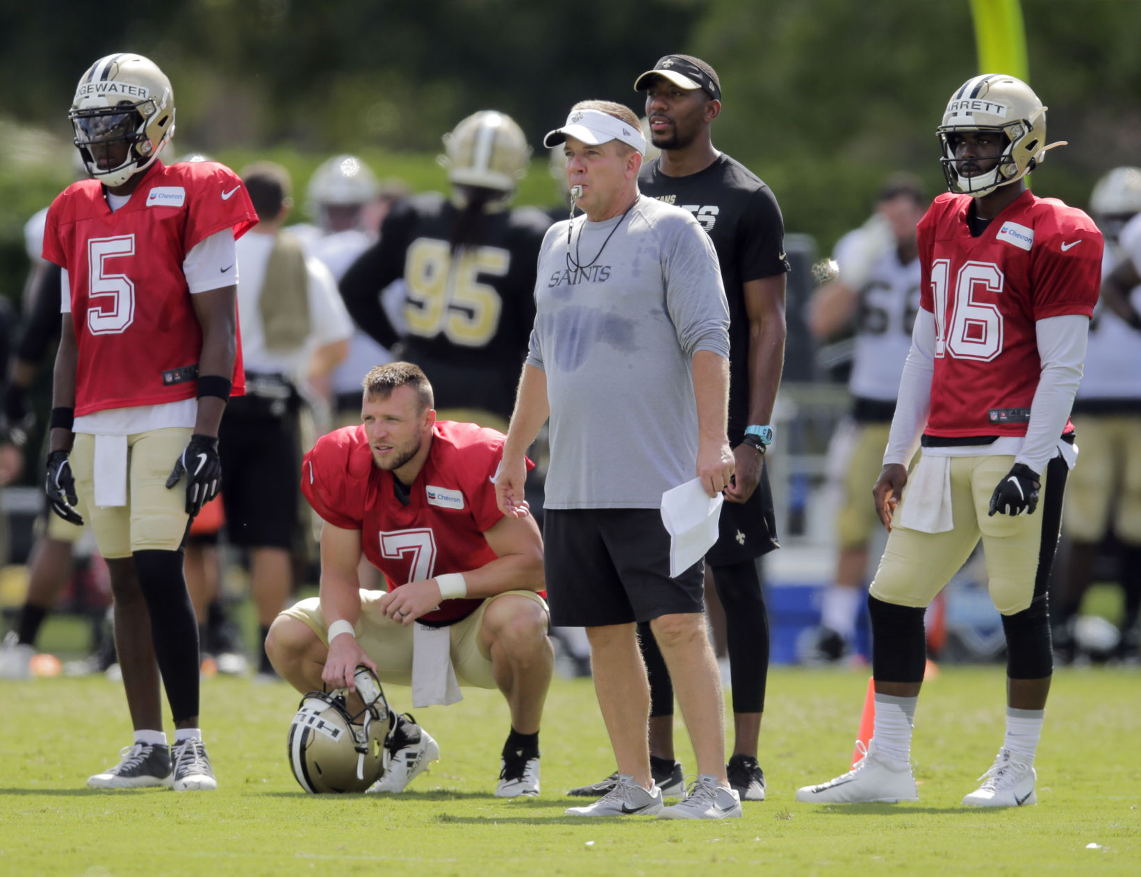 Sean Payton, D.J. Williams: Saints camp sunday (copy)